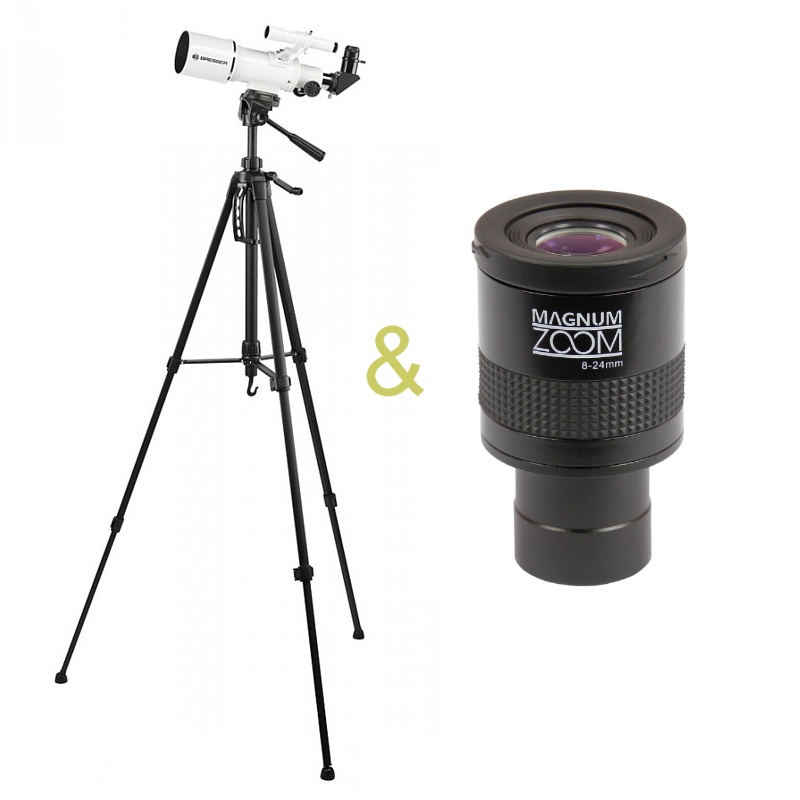 Teleskop Bresser v sadě se ZOOM okulárem Magnum 8-24mm