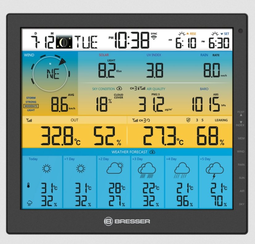 BRESSER 6-Day 4CAST PRO WiFi - meteostanice 7in1