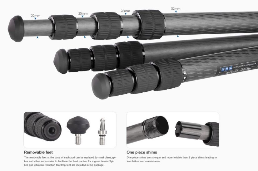 Leofoto - karbonový stativ Ranger LS-324C (15kg/162cm)