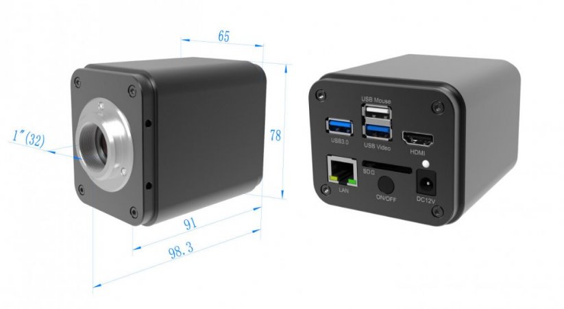 BMS kamera 4K, 8Mp, HDMI, USB, RJ45, SD card, USB video, WiFi