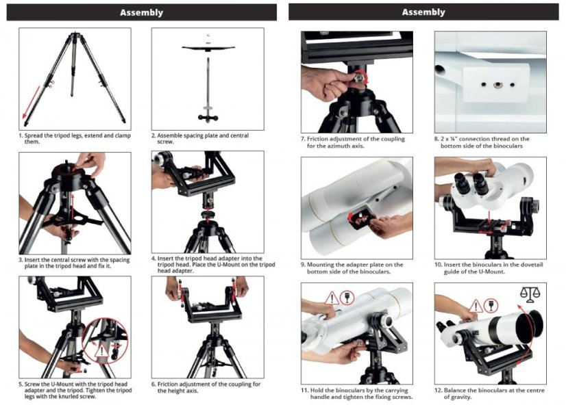 Explore Scientific  U-Mount montáž pro velké binokuláry + stativ