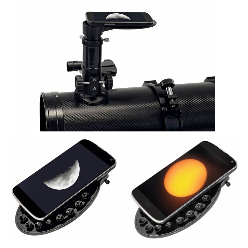 Podložka pod chytrý telefon dává lepší stabilitu při fotografování Měsíce nebo Slunce (pouze se slunečním filtrem)