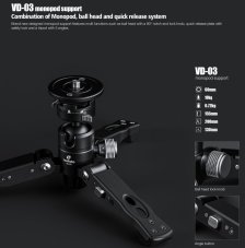 Leofoto - VD-03 trojnožka pod monopod (10kg), mini stativ