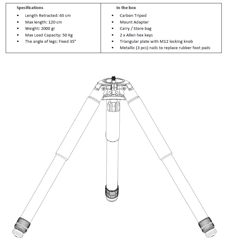 Pegasus Carbon Fiber Tripod - stativ pro montáž NYX-101