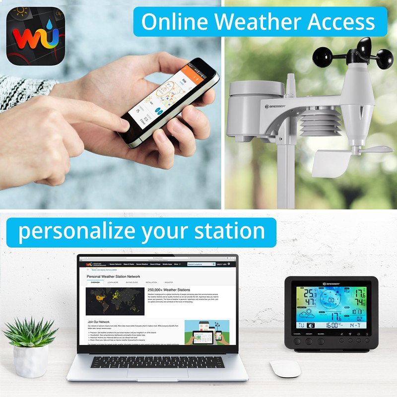 Meteostanice BRESSER 5in1 WiFi - barevný displej (černá)