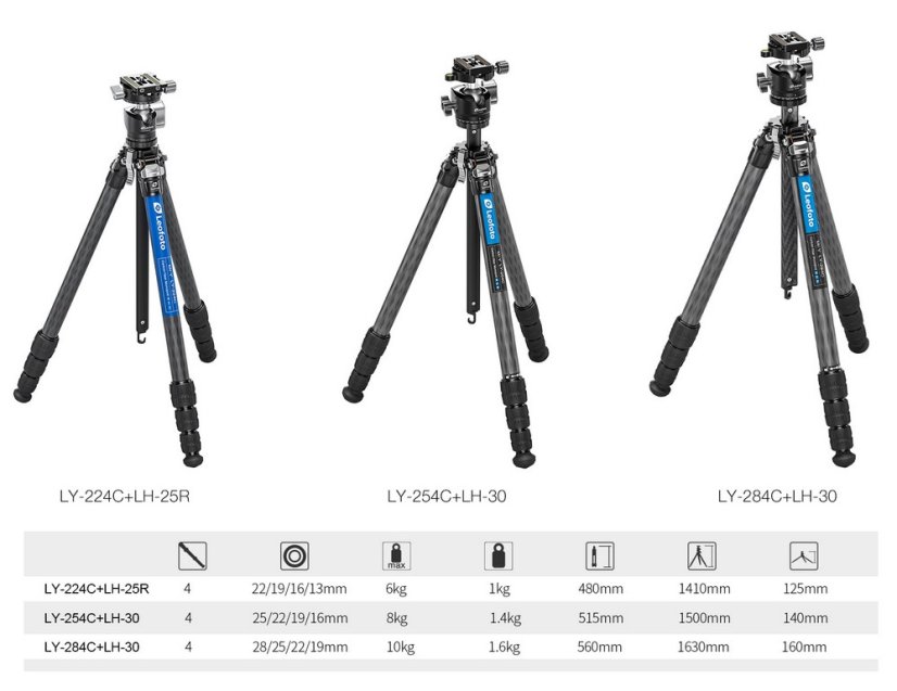 Leofoto - karbonový stativ Mr.Y L254 + hlava LH-30 (8kg/150cm)