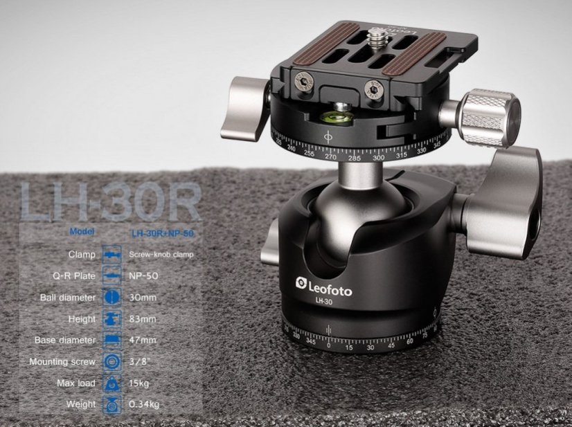 Leofoto - kulová hlava LH-30R + NP-50 (15kg) dual panorama