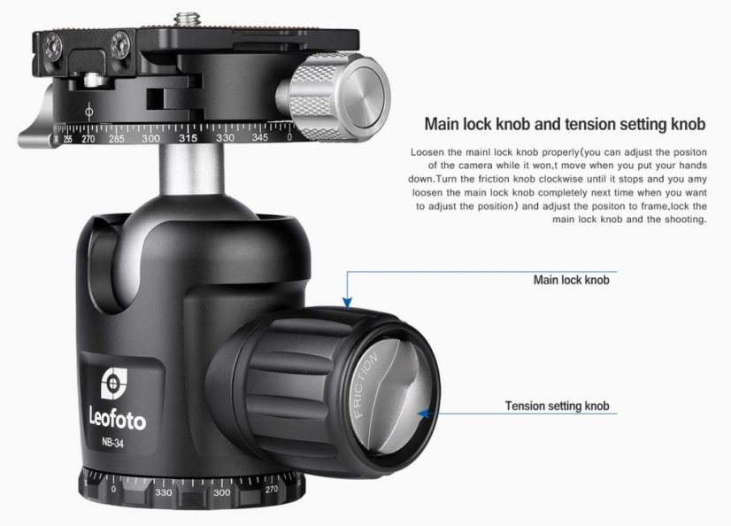 Leofoto - kulová hlava NB-46 + NP-60 (30kg) dual panorama