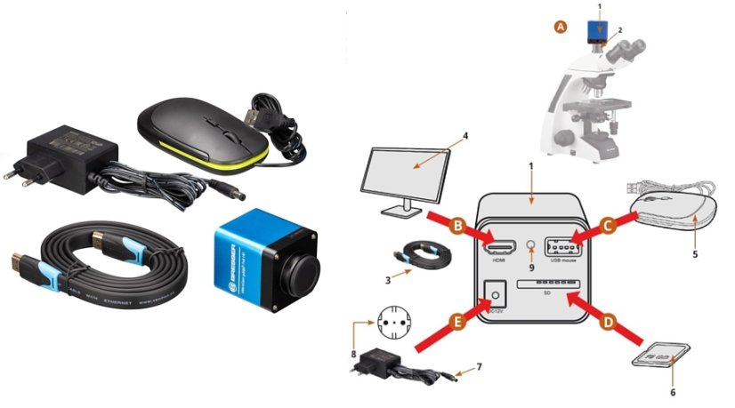 Mikroskop Bresser Science ETD 201 8x-50x + kamera MikroCam MINI Full HD HDMI