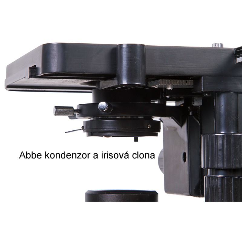Mikroskop Levenhuk 720 - Abbe kondenzor a Irisová clona