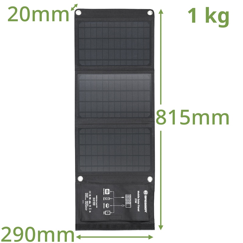 BRESSER Mobile Solar Charger 21 Watt - USB a DC output