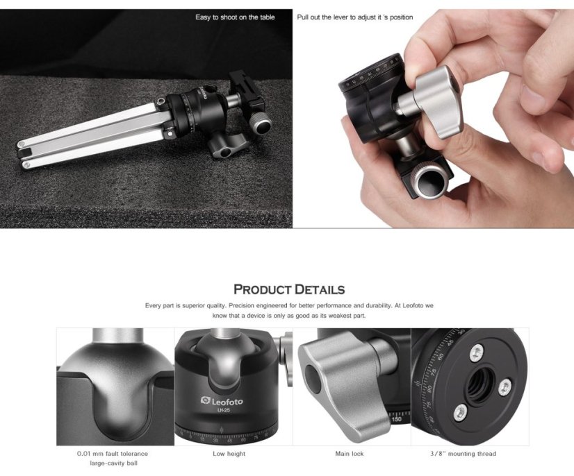 Leofoto - kulová hlava LH-25 +PU-25 (6kg)
