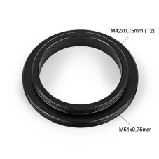 Adapter z hledáčku 50mm 2" (M51x0,75mm) vnější na T2 (M42x0,75mm) vnější