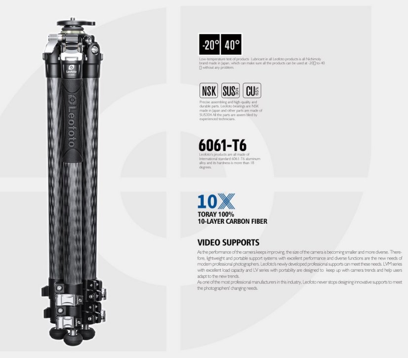 Leofoto - karbonový stativ Manba LV-323C (15kg/165cm)