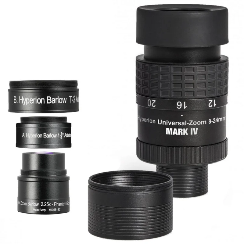 Baader Hyperion 68° 8-24 mm ClickStop Zoom Mark IV (2”&1.25”) + Barlow