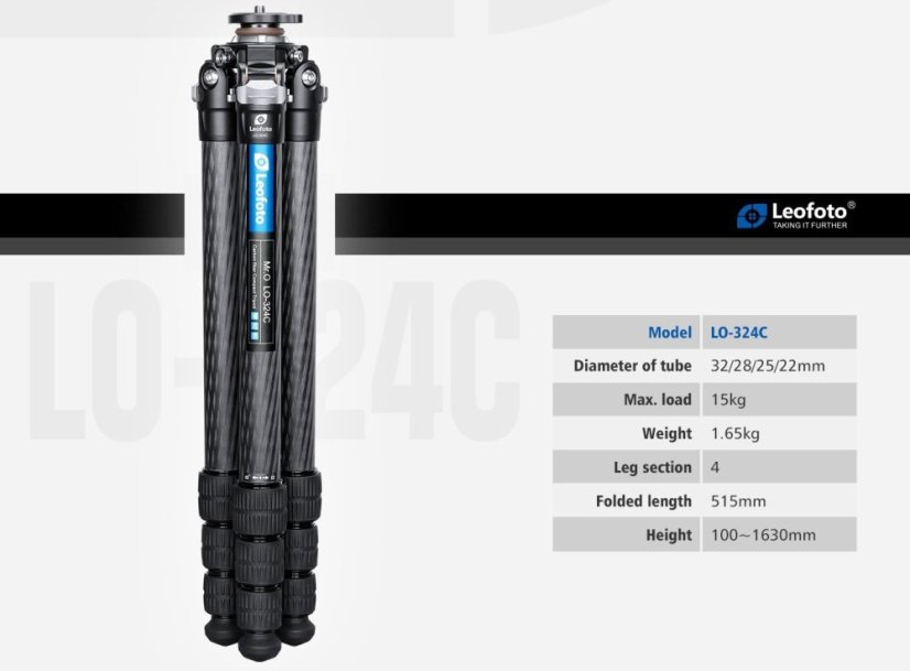 Leofoto - karbonový stativ Mr.O LO-324C (15kg/163cm)