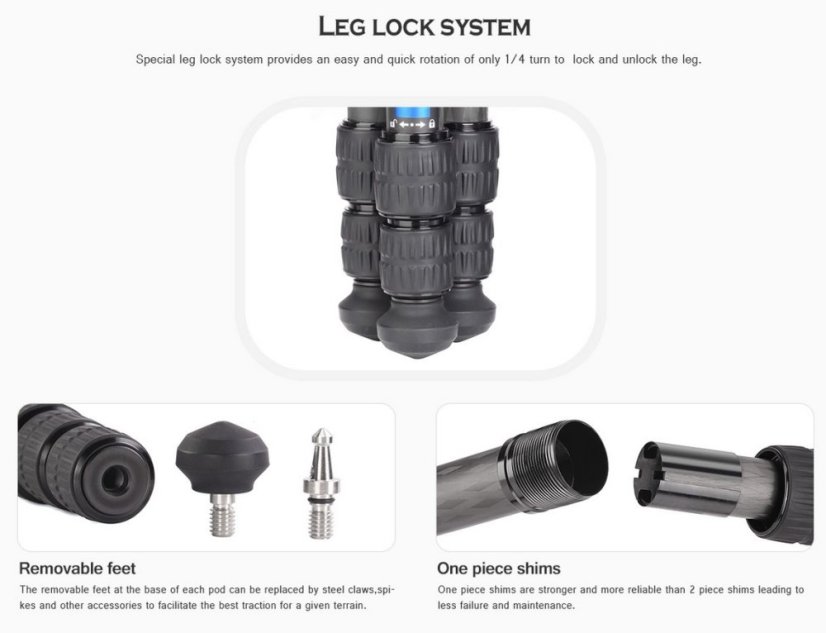 Leofoto - karbonový stativ Ranger LS-223C (10kg/5-31cm)