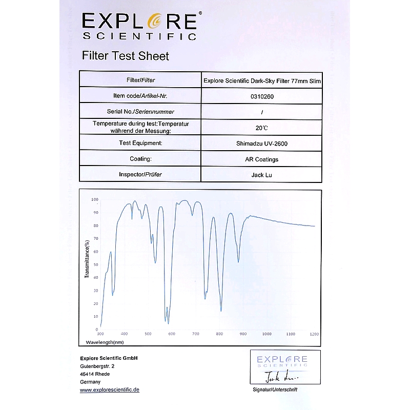 Explore Scientific Dark-Sky filtr 77mm