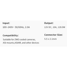 Napájecí adapter pro kamery ZWO 12V-10