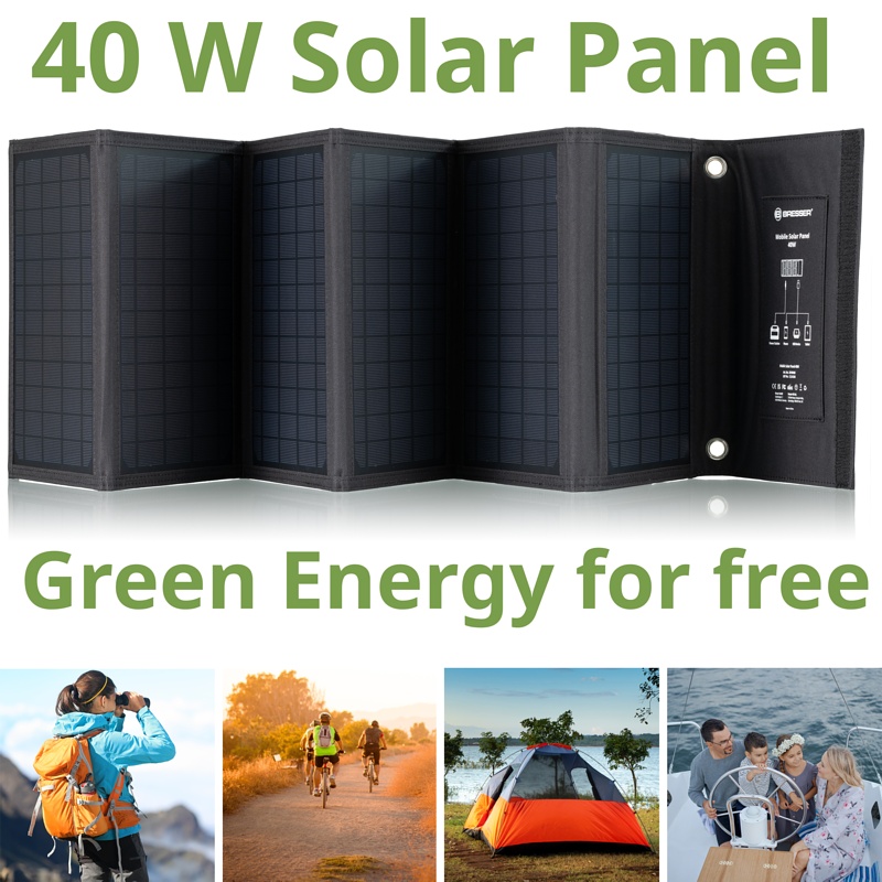 BRESSER Mobile Solar Charger 40 Watt - USB a DC output
