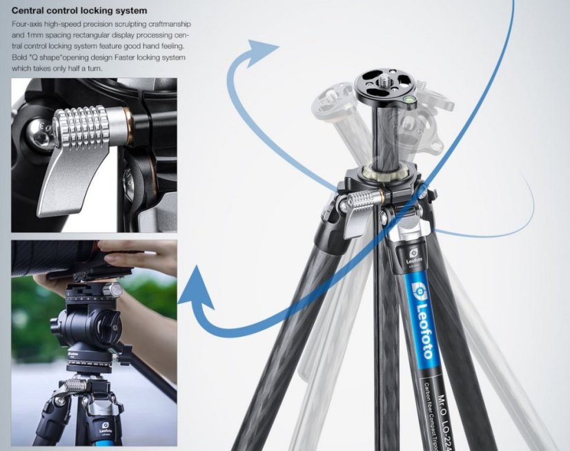Leofoto - karbonový stativ Mr.O LO-224C + BV-1R (3kg/170cm)