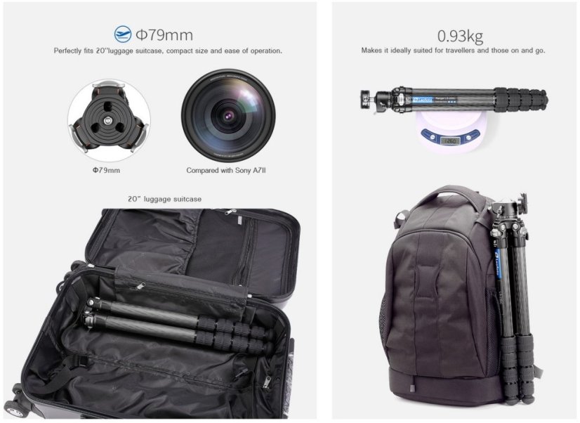 Leofoto - karbonový stativ Ranger LS-255 + kulová hlava LH-30 (8kg/179cm)