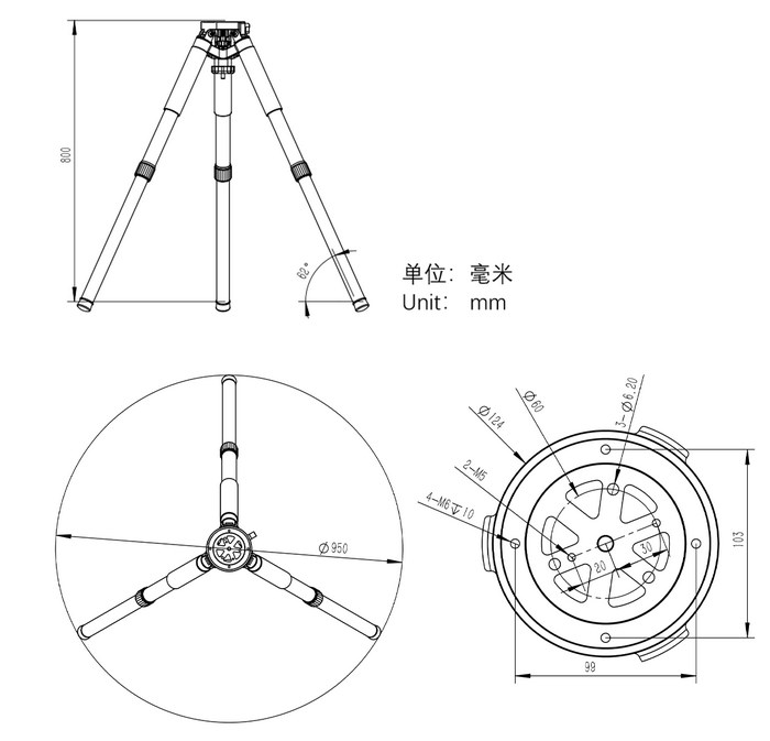 ZWO Stativ TC40 - karbonový stativ 50kg/80cm