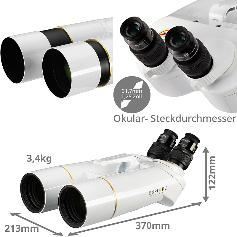 Explore Scientific BT-70 SF Giant Binocular | 62° LER 20mm
