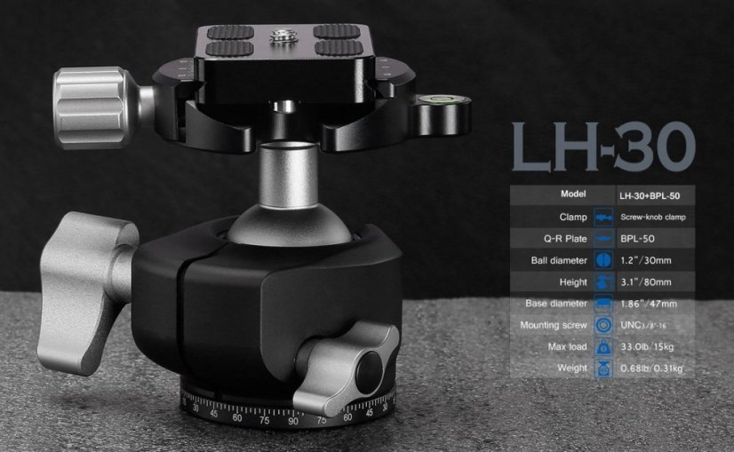 Leofoto - karbonový stativ Ranger LS-284 + kulová hlava LH-30 (10kg/160cm)