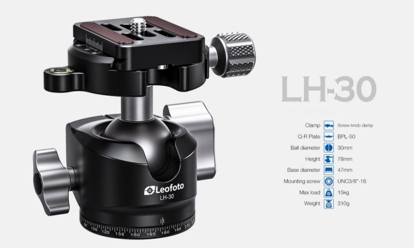 Leofoto - karbonový stativ Mr.Y L284 + hlava LH-30 (10kg/163cm)